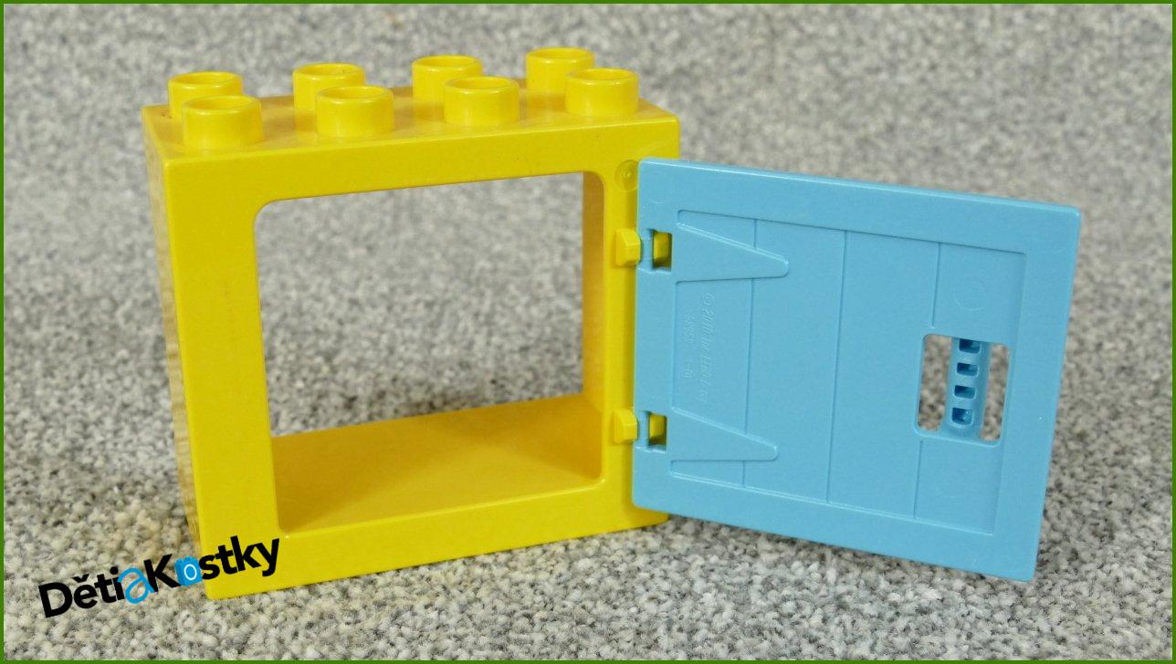 Lego® Duplo® Kostka s Dveřmi Žlutá (Tyrkysová Dvířka - Dřevo)