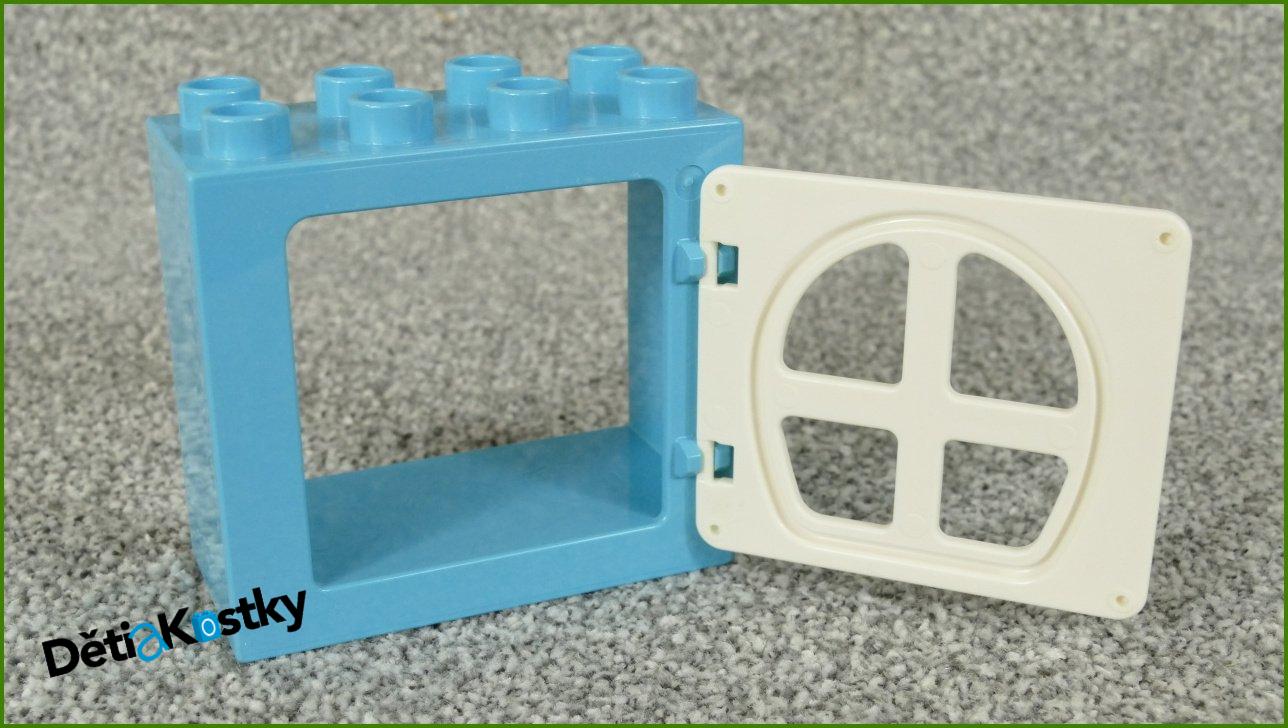 Lego® Duplo® Kostka s Dveřmi Tyrkysová - Bílá Dvířka s Okny