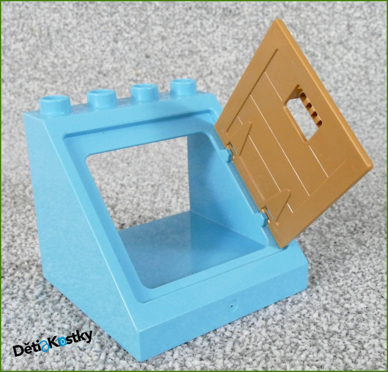 Lego® Duplo® Kostka Tyrkysová (Vikýř - Světle Hnědá Dvířka)