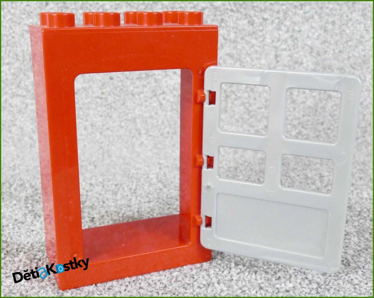 Lego® Duplo® Kostka s Dveřmi Červená Vysoká - Šedé Dveře