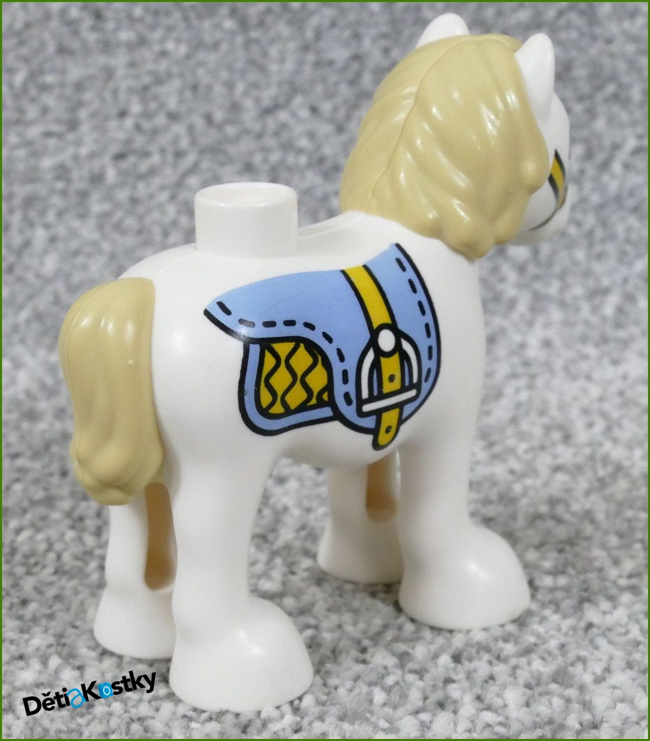 Lego® Duplo® Poník Bílý - Béžová Hříva (Potisk Sedlo)