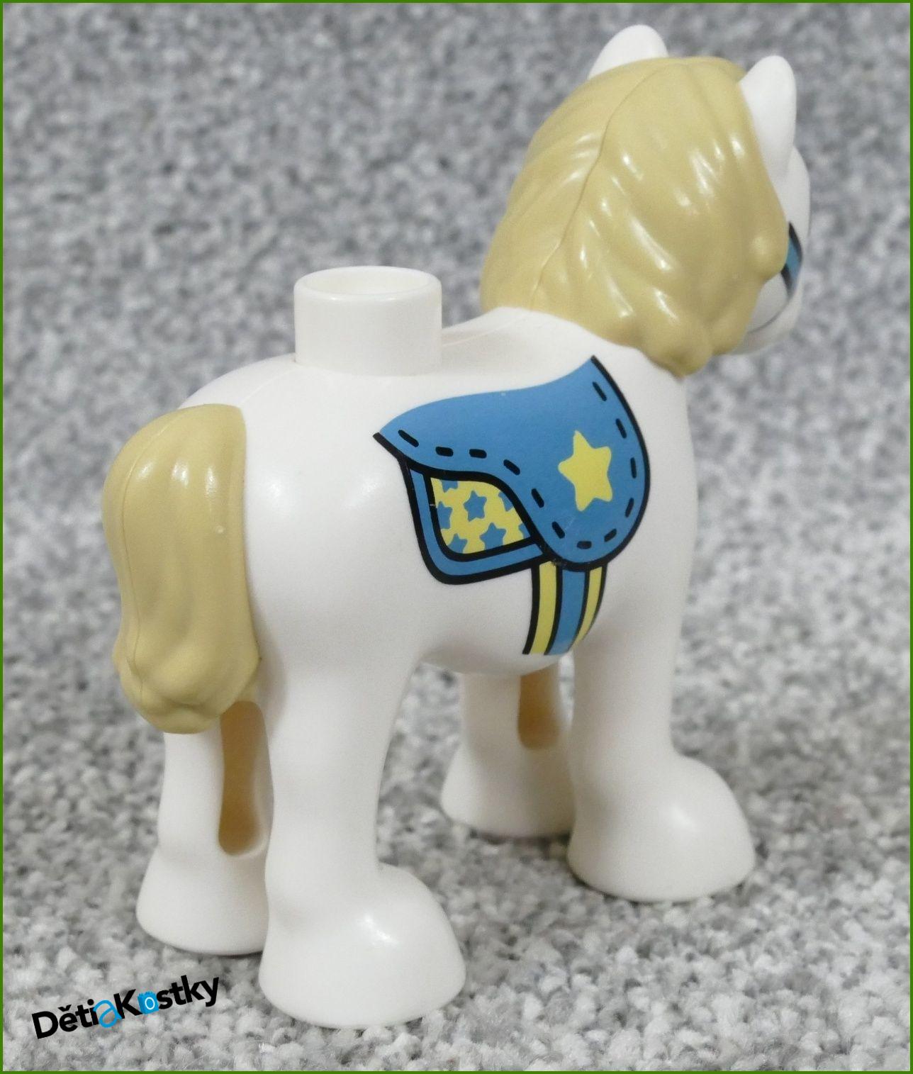Lego® Duplo® Poník Bílý - Béžová Hříva (Potisk Sedlo s Hvězdičkou)