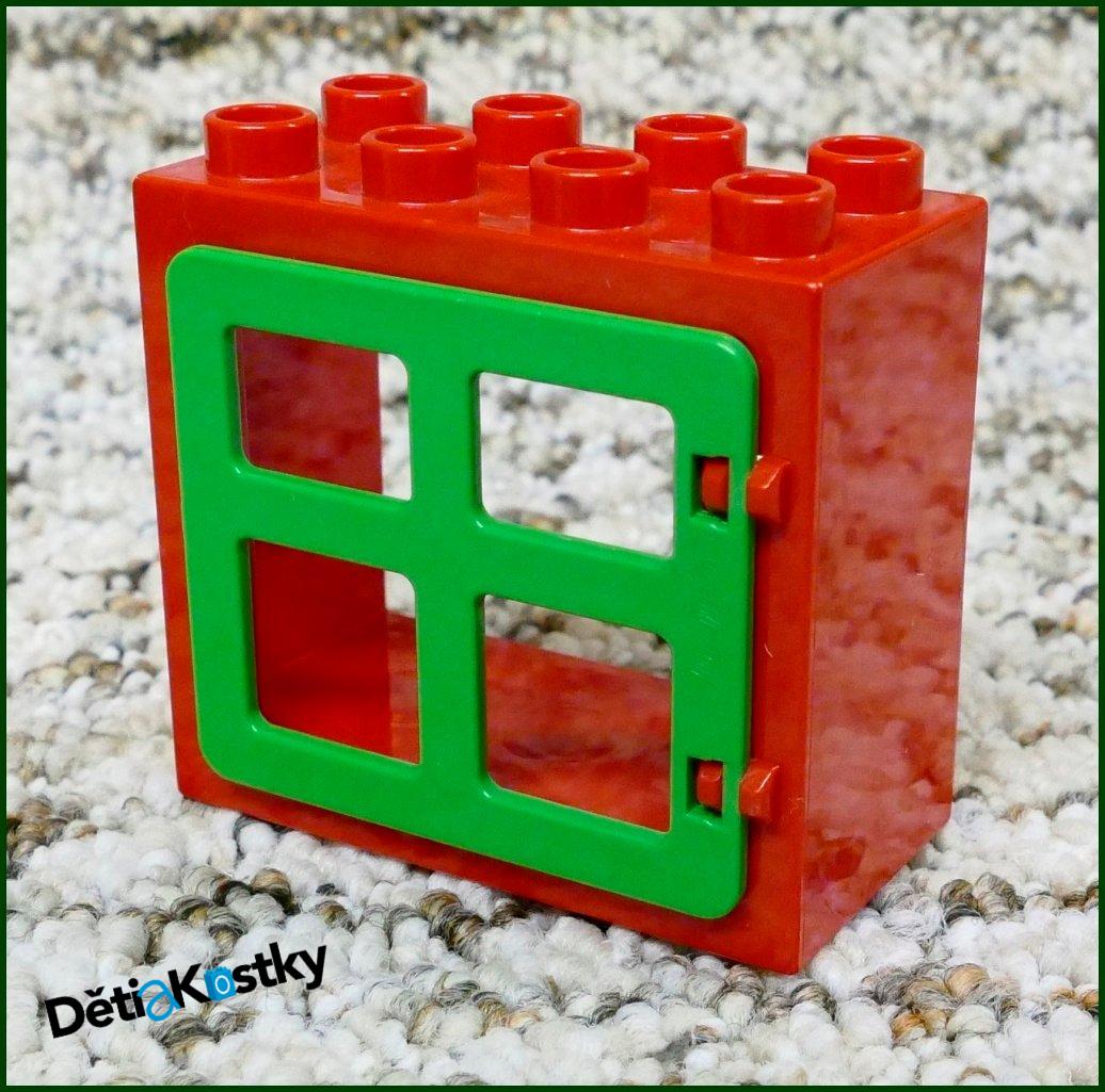 Lego® Duplo® Kostka s Oknem Červená - Zelená Okenice Hranatá