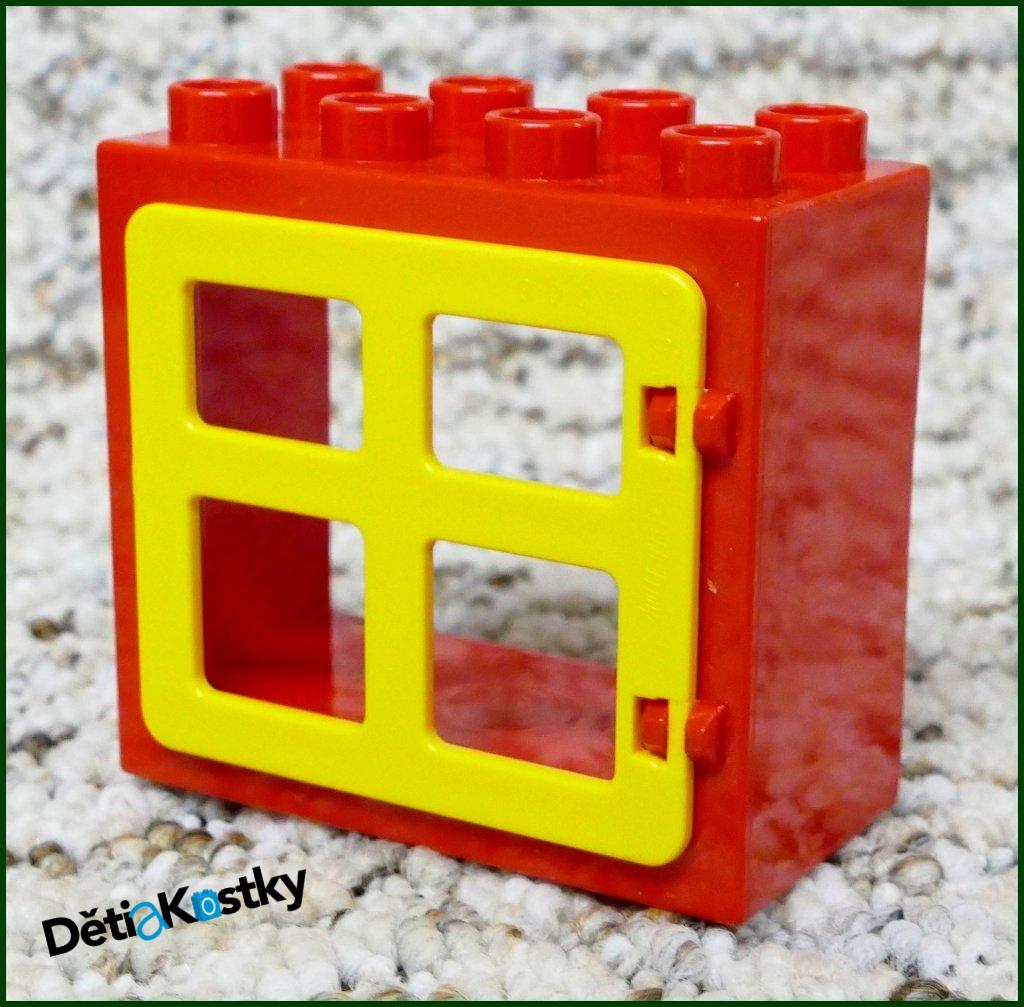 Lego® Duplo® Kostka s Oknem Červená - Žlutá Okenice Hranatá