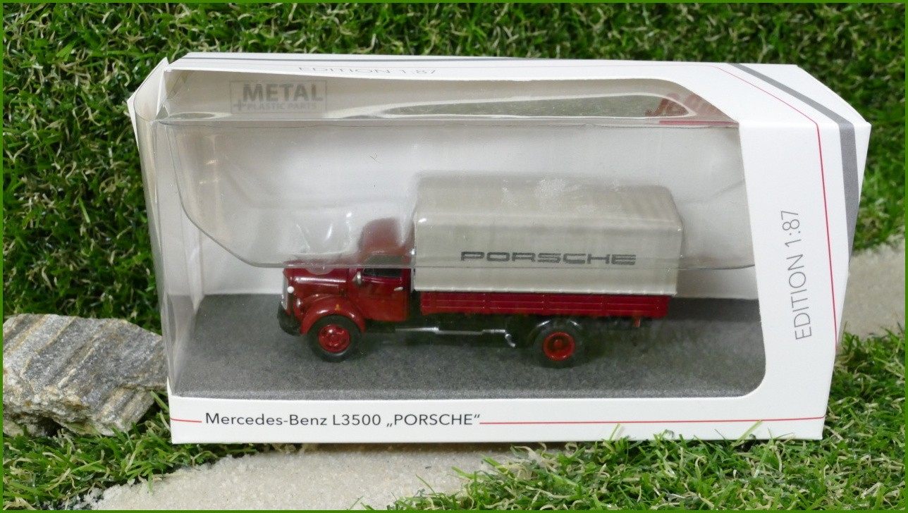Model Autíčka Schuco 1:87 - Mercedes-Benz L3500 "Porsche"