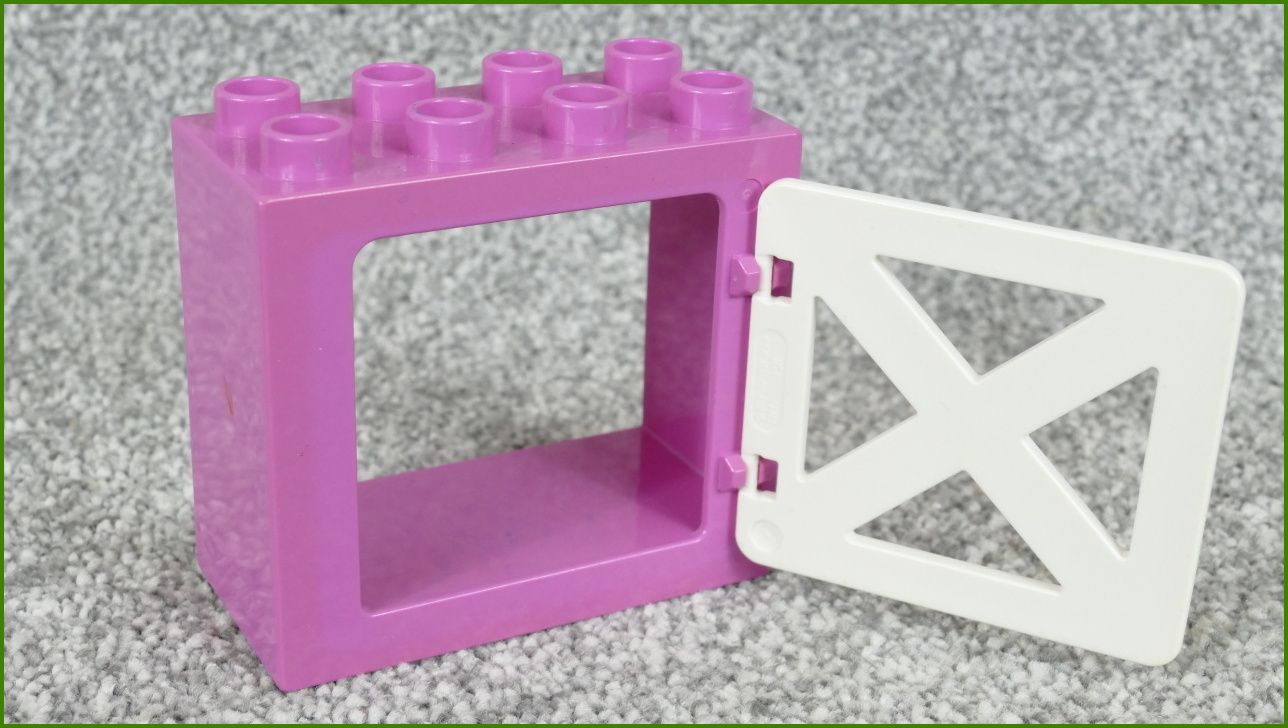 Lego® Duplo® Kostka s Oknem Růžová - Křížové Bílé Okno
