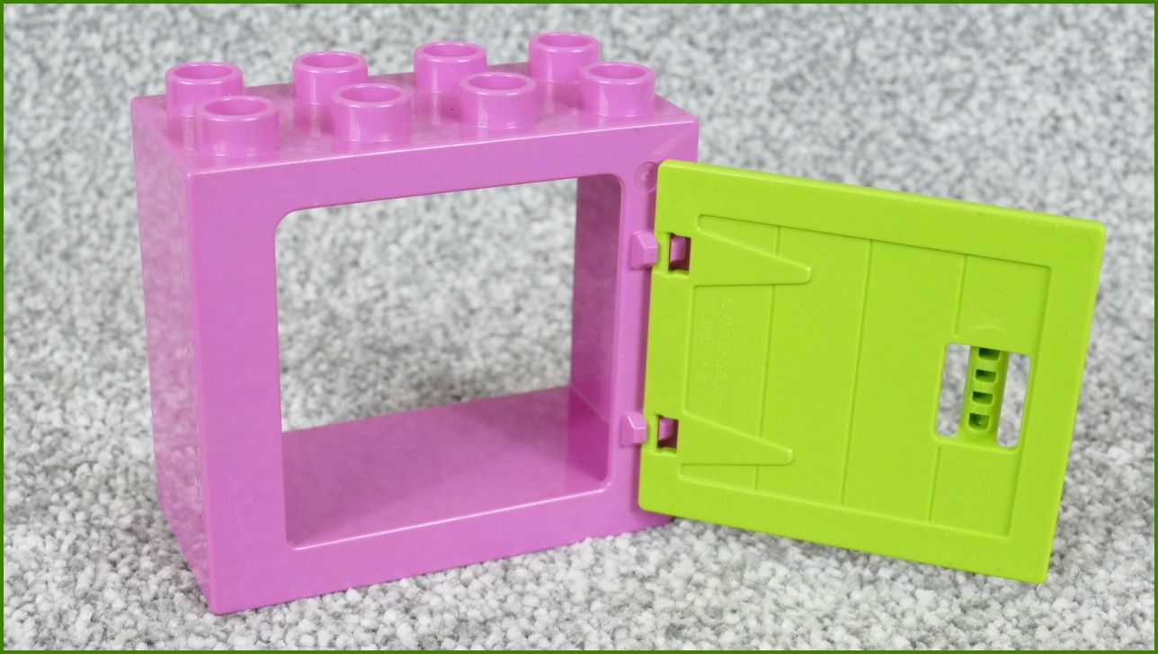 Lego® Duplo® Kostka s Dveřmi Růžová (Limetka Dvířka - Dřevo)