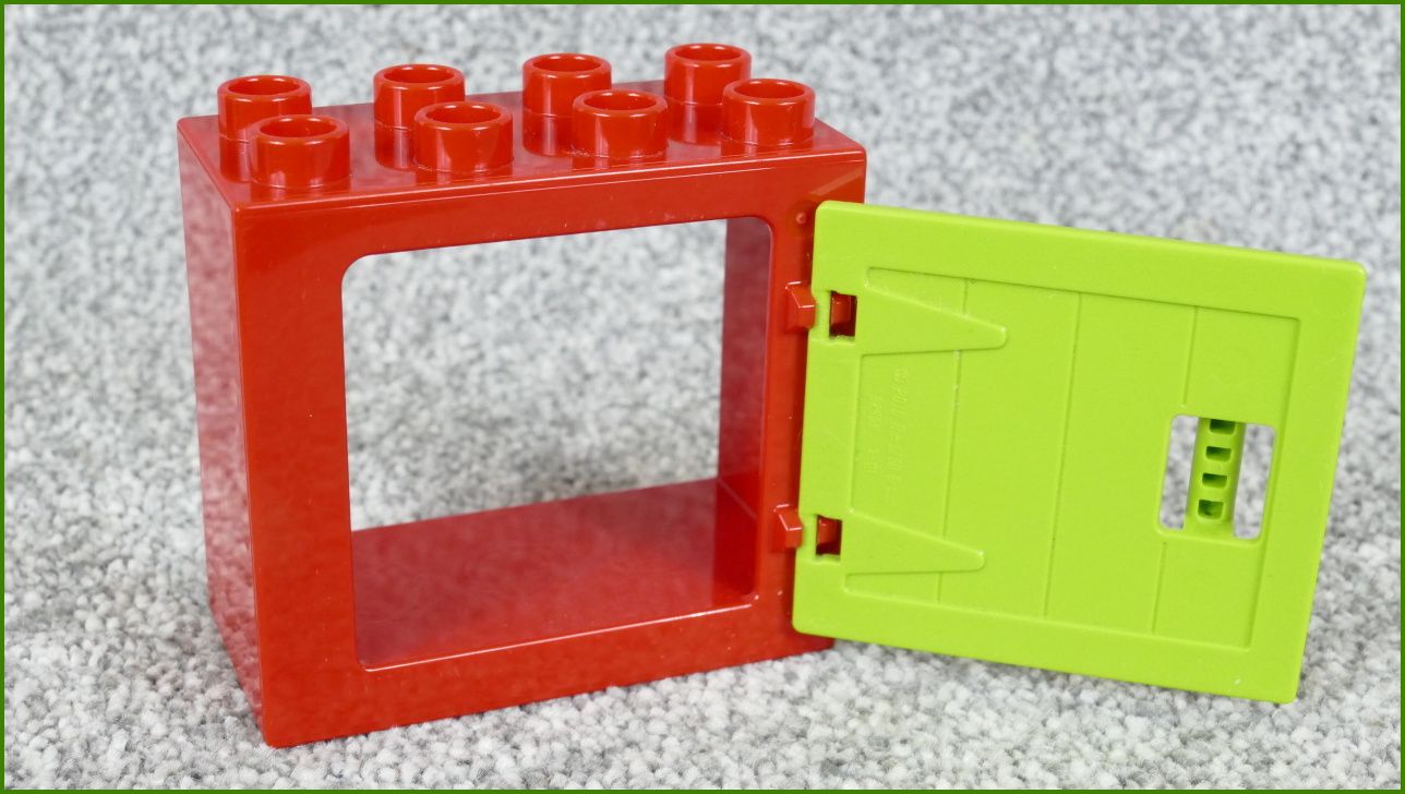 Lego® Duplo® Kostka s Dveřmi Červená (Limetka Dvířka - Dřevo)