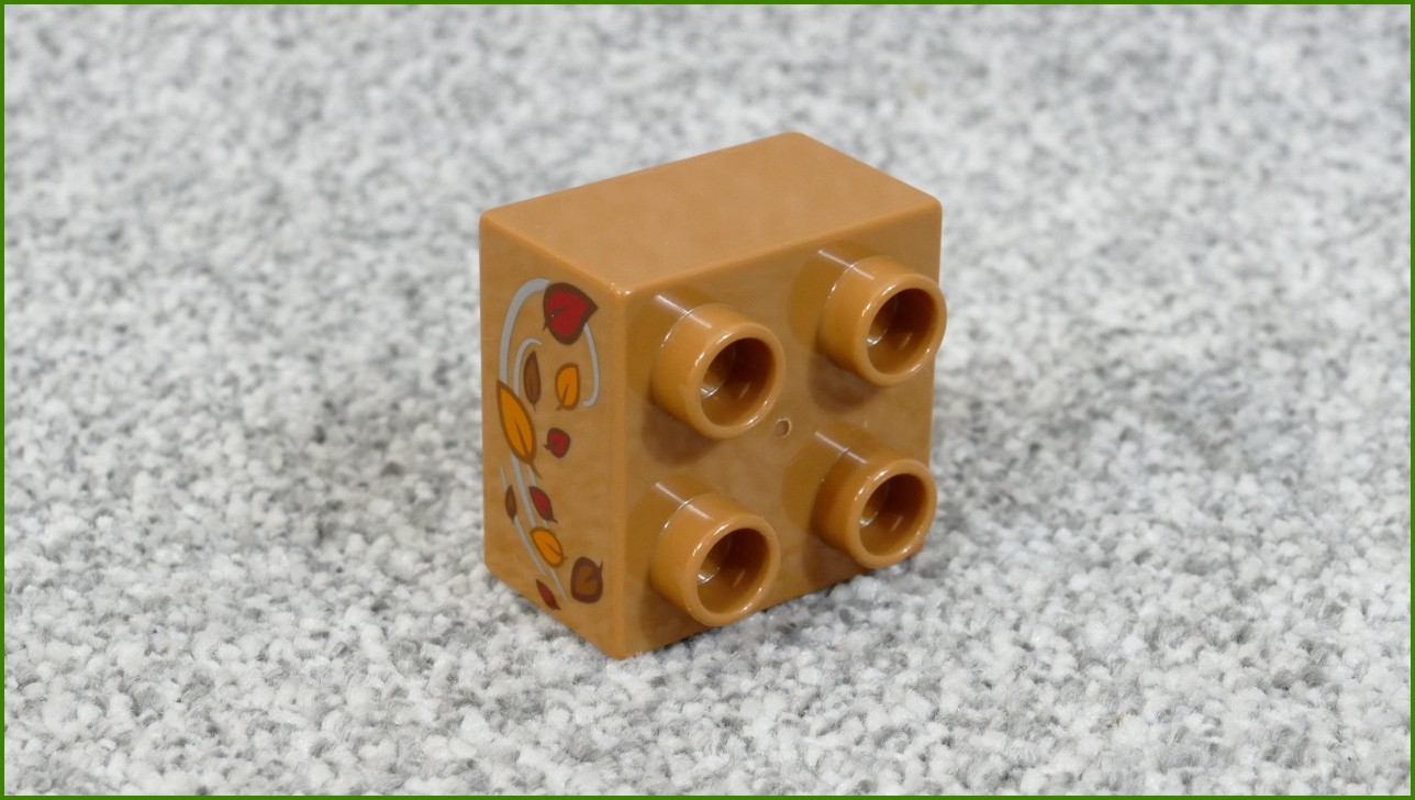 Lego® Duplo® Kostka 2x2 Světlounce Hnědá - Potisk Podzimní Listí - Nová