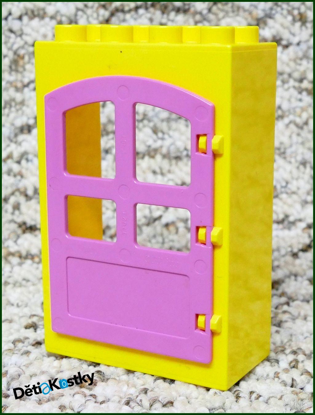 Lego® Duplo® Kostka s Dveřmi Žlutá Vysoká - Růžové Dveře