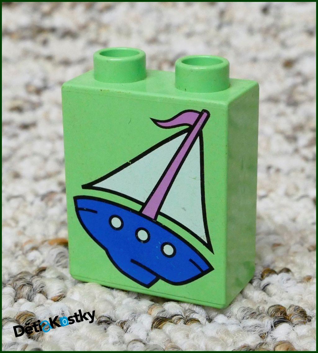 Lego® Duplo® Kostka 1x2x2 Světlounce Zelená - Plachetnice