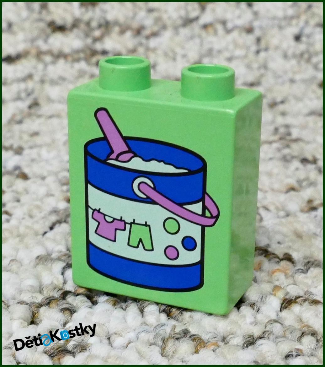 Lego® Duplo® Kostka 1x2x2 Světlounce Zelená - Kbelík s Barvou