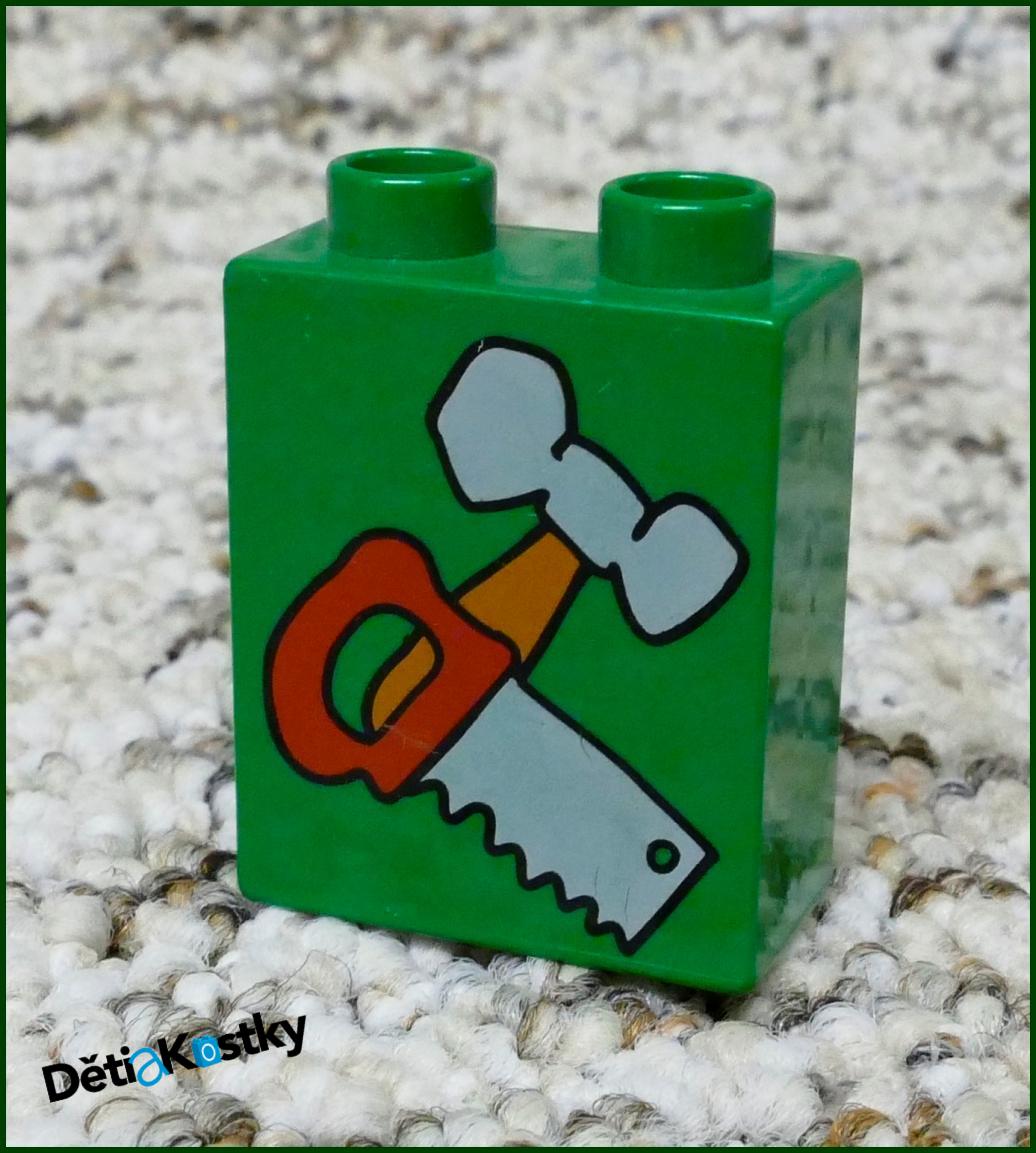 Lego® Duplo® Kostka 1x2x2 Tm. Zelená - Kladivo a Pila