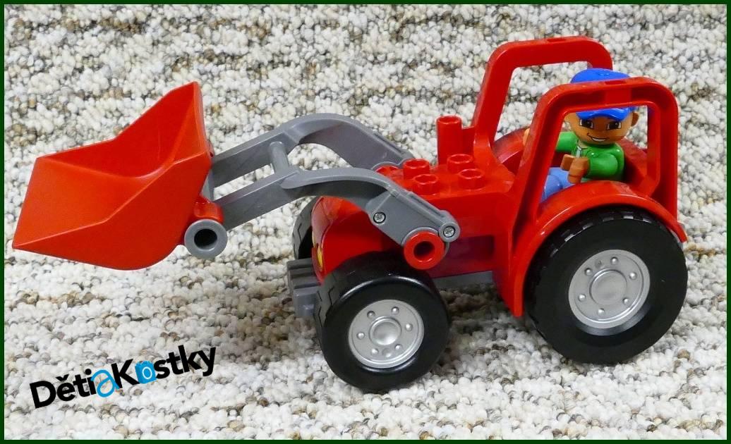 Lego® Duplo® Traktor s Radlicí a Figurkou Červený