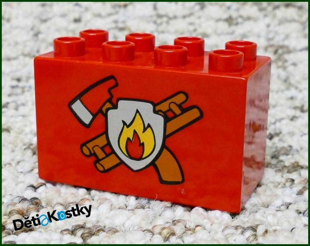 Lego® Duplo® Kostka 2x4x2 Červená - Hasičská Kostka