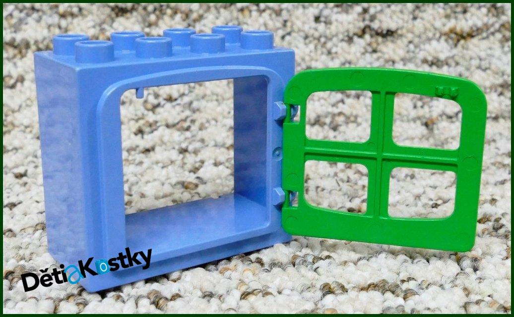 Lego® Duplo® Kostka s Oknem Světle Modrá - Zelená Okenice Oblá
