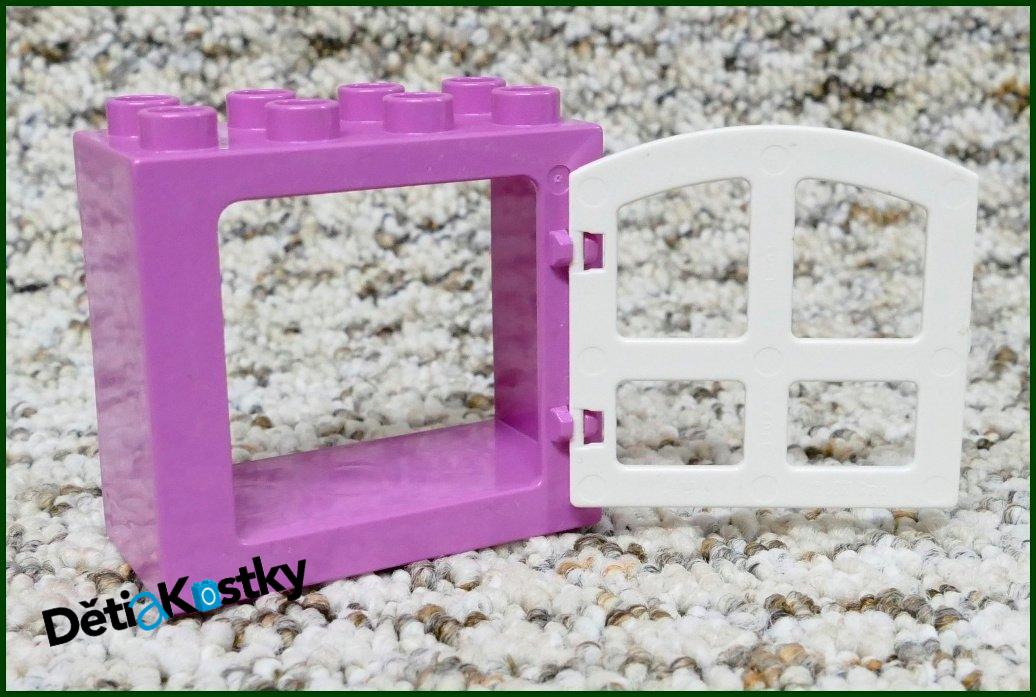 Lego® Duplo® Kostka s Oknem Růžová - Bílá Okenice Zaoblená