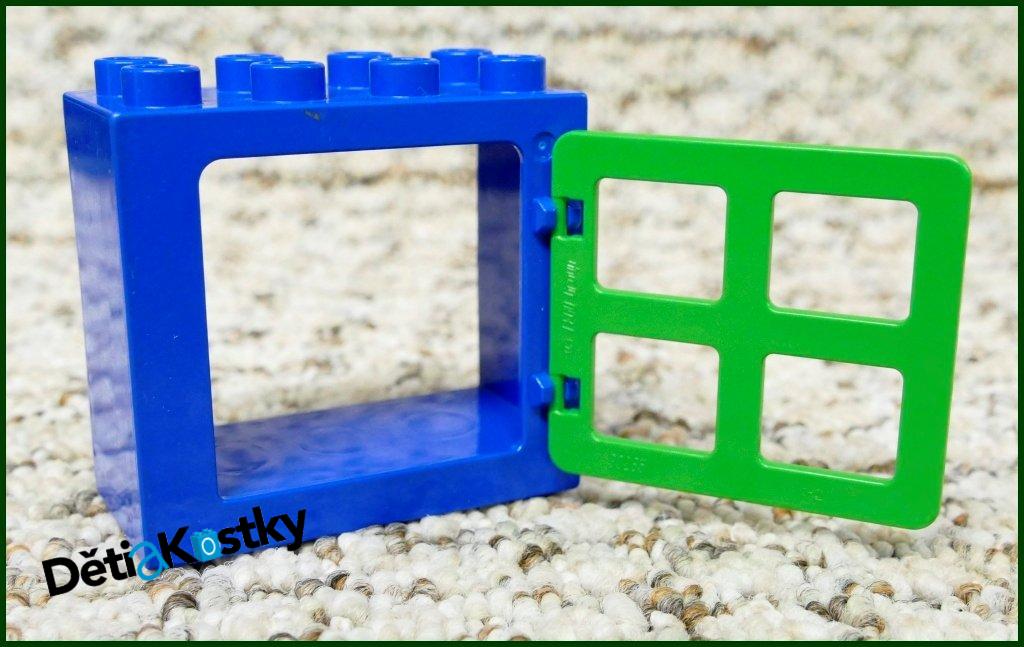 Lego® Duplo® Kostka s Oknem Tmavě Modrá - Zelená Okenice
