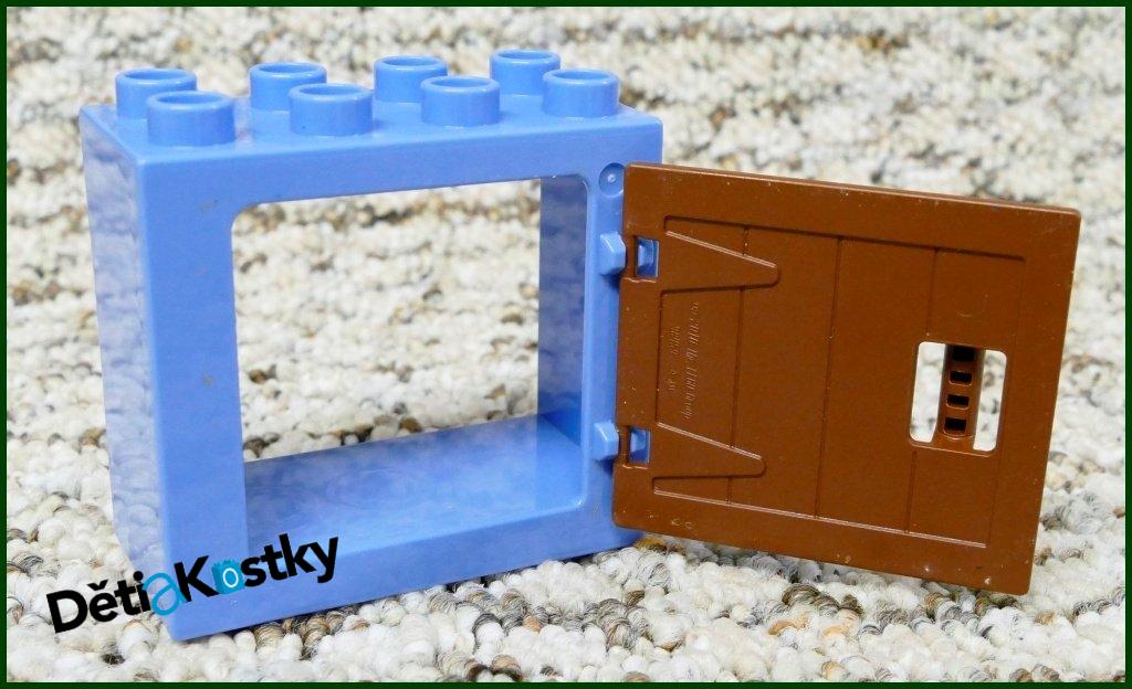 Lego® Duplo® Kostka s Hnědými Dveřmi Světle Modrá
