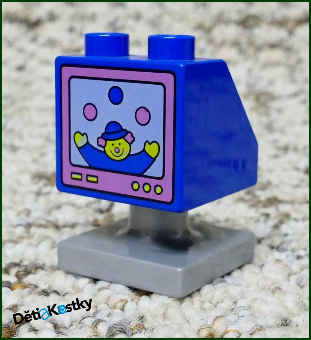 Lego® Duplo® Kostka 2x2 Modrá Zkosená - Televizor/Šašek