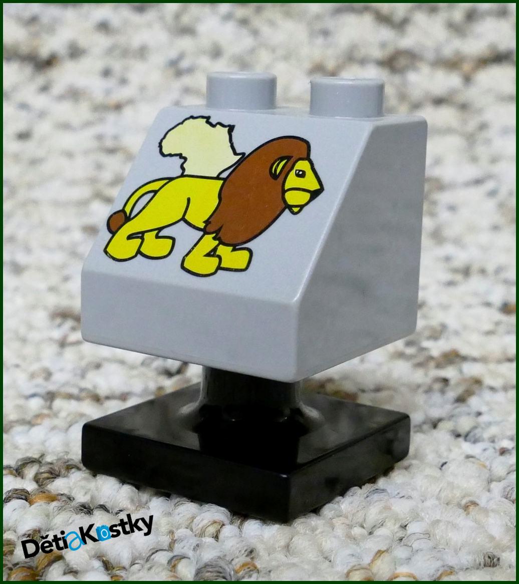 Lego® Duplo® Kostka 2x2 Šedá Zkosená - Lev / Afrika