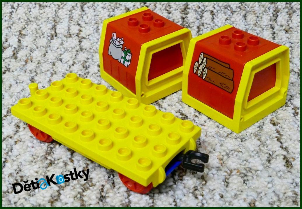 Lego® Duplo® Vagon - Kontejnery Výklopné Pošta/Dřevo - Žlutá/Červená