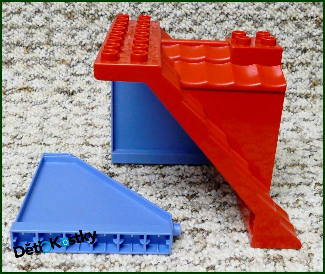 Lego® Duplo® Domeček - Červená Střecha, Modré Bočnice, Hnědé Dveře