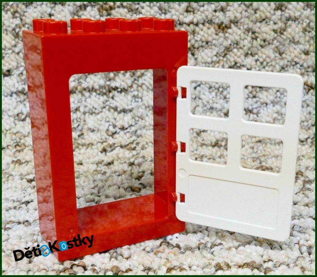 Lego® Duplo® Kostka s Dveřmi Červená Vysoká - Hranaté Dveře