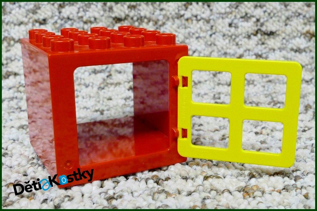 Lego® Duplo® Kostka s Oknem 4x4x4 Červená - Žluté Okno