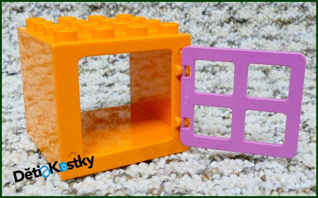 Lego® Duplo® Kostka s Oknem 4x4x4 Oranžová - Růžové Okno