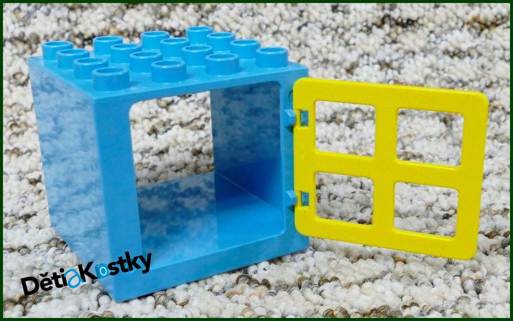 Lego® Duplo® Kostka s Oknem 4x4x4 Tyrkysová - Žluté Okno