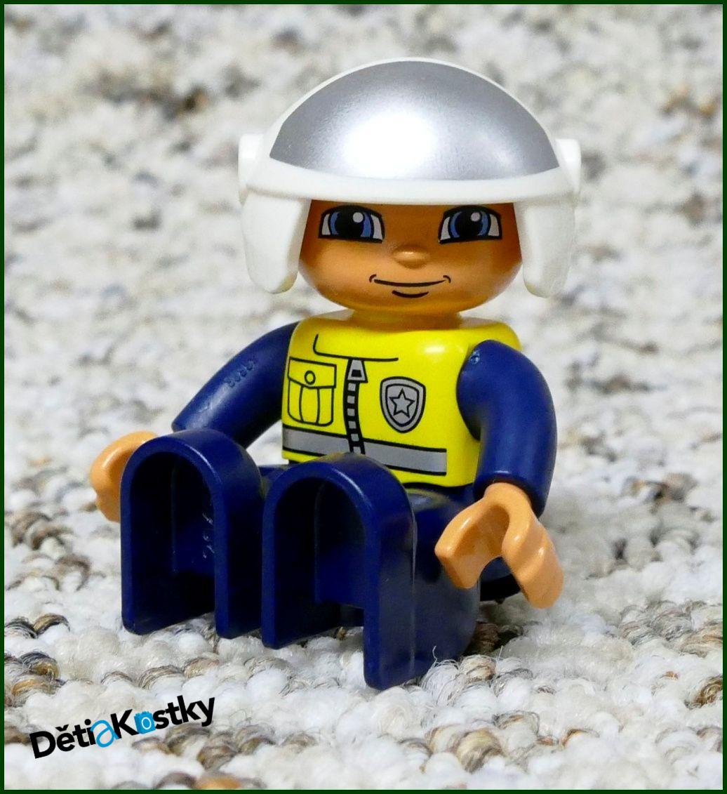 Lego® Duplo® Figurka Policajt Motorkář se Stříbrnou Přilbou