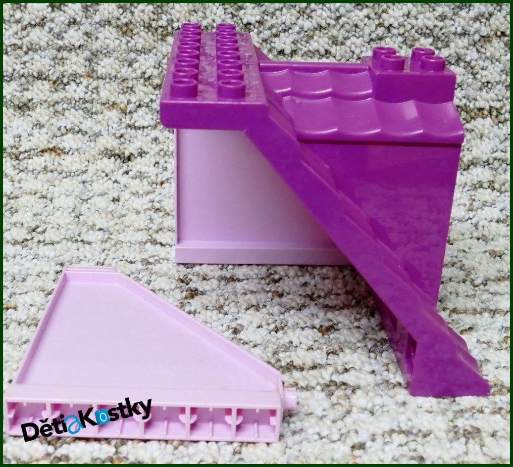 Lego® Duplo® Domeček - Fialová Střecha, Růžové Bočnice, Bílé Dveře