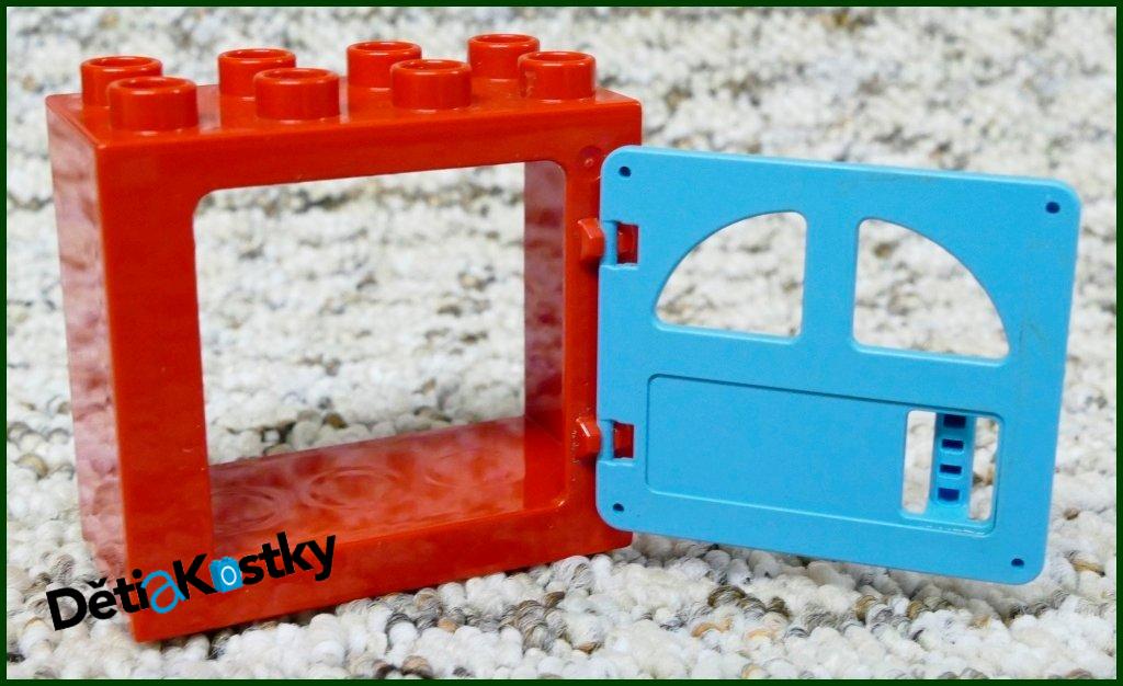 Lego® Duplo® Kostka s Dveřmi Červená (Tyrkys Dvířka s Okny)