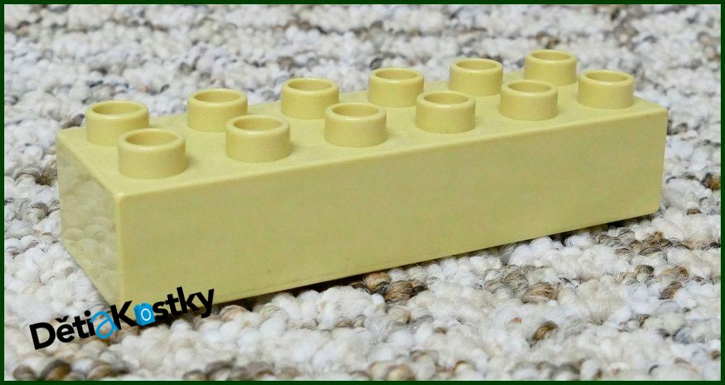 Lego® Duplo® Kostka 2x6 se Zelenými Pruhy Béžová