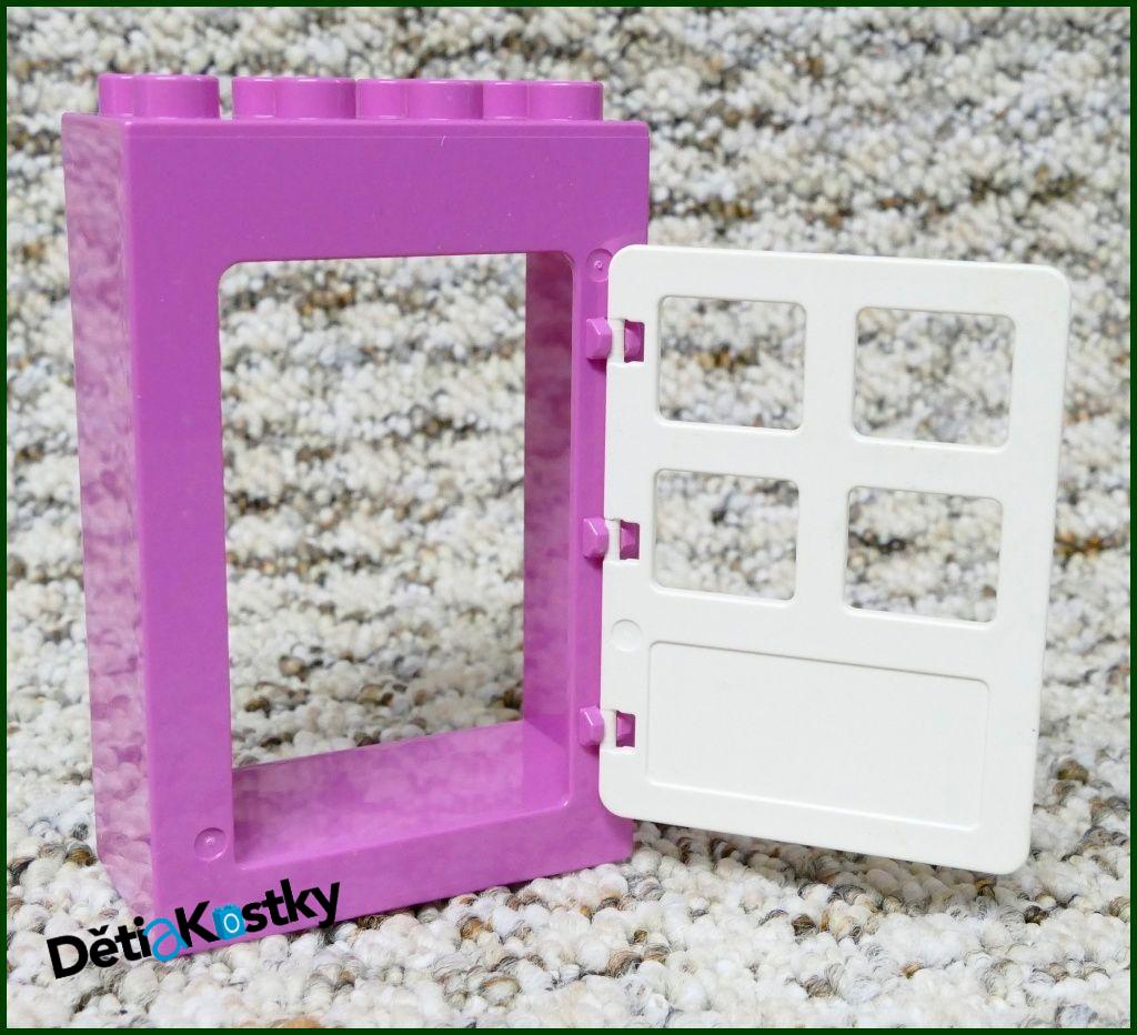 Lego® Duplo® Kostka s Dveřmi Růžová Vysoká - Bílé Dveře