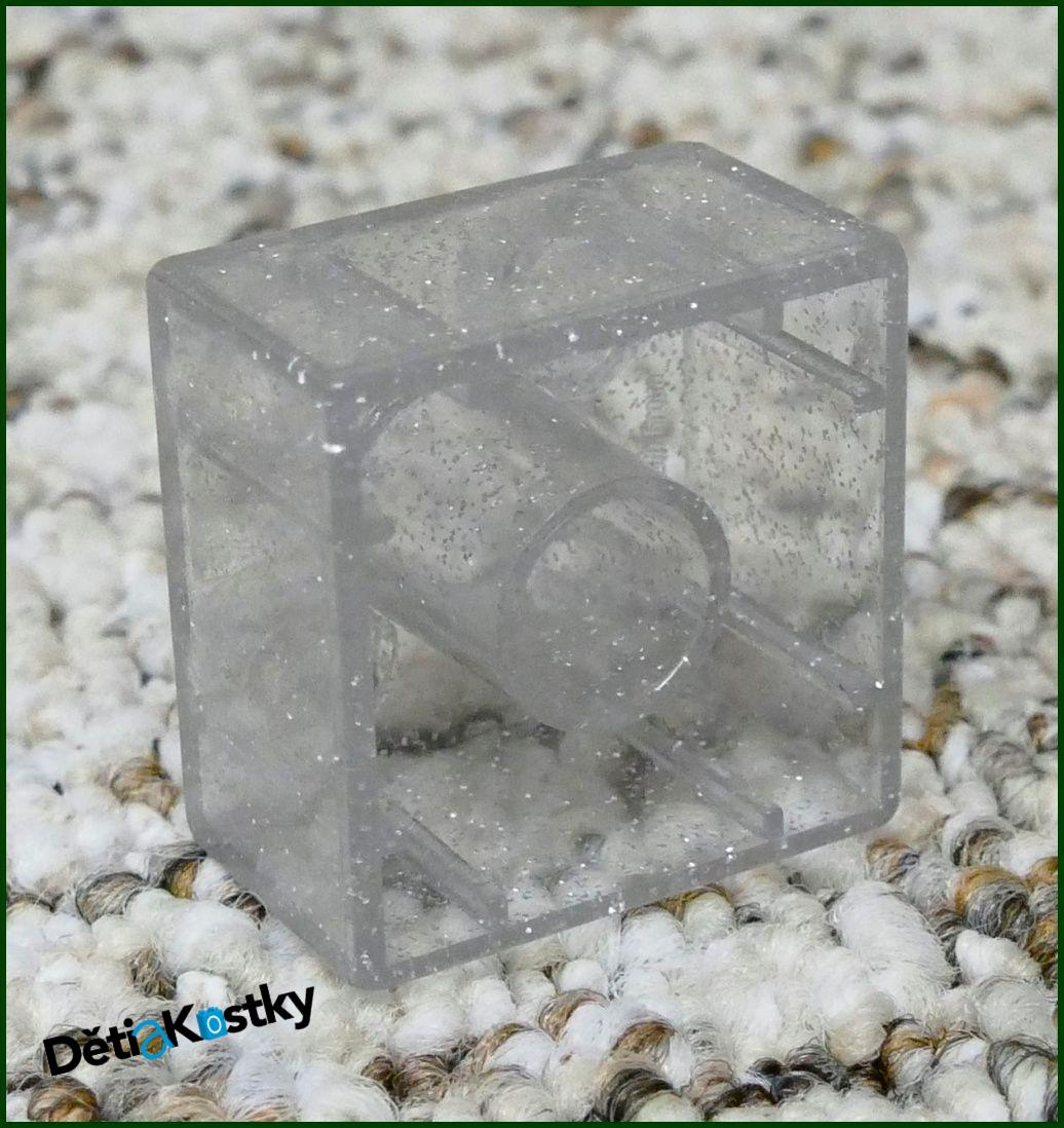 Lego® Duplo® Kostka 2x2 Průhledná Bílá (Stříbrné Tečky)