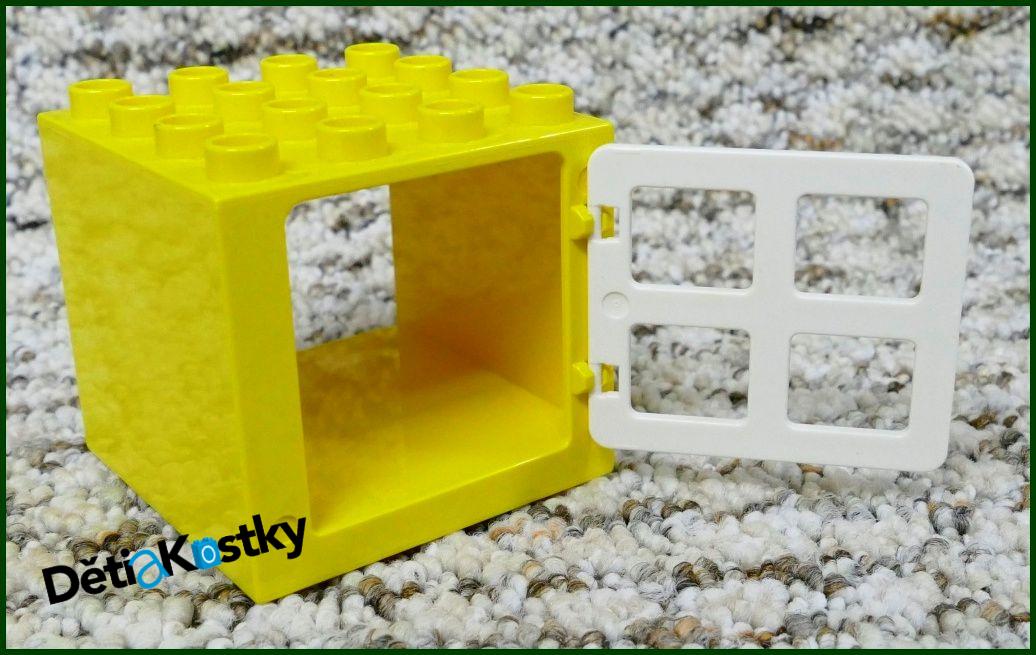Lego® Duplo® Kostka s Oknem 4x4x4 Žlutá - Bílé Okno