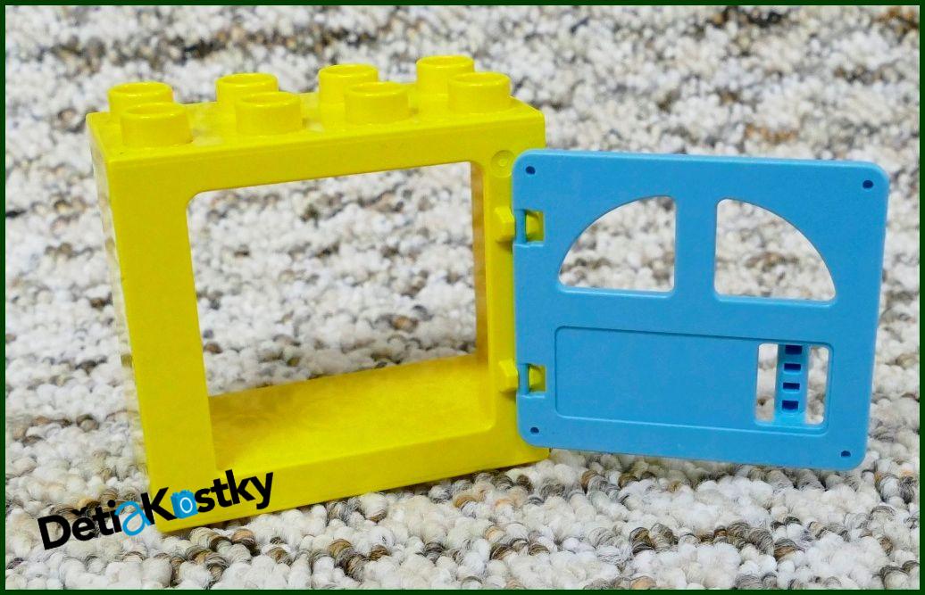 Lego® Duplo® Kostka s Dveřmi Žlutá - Tyrkysová Dvířka s Okny