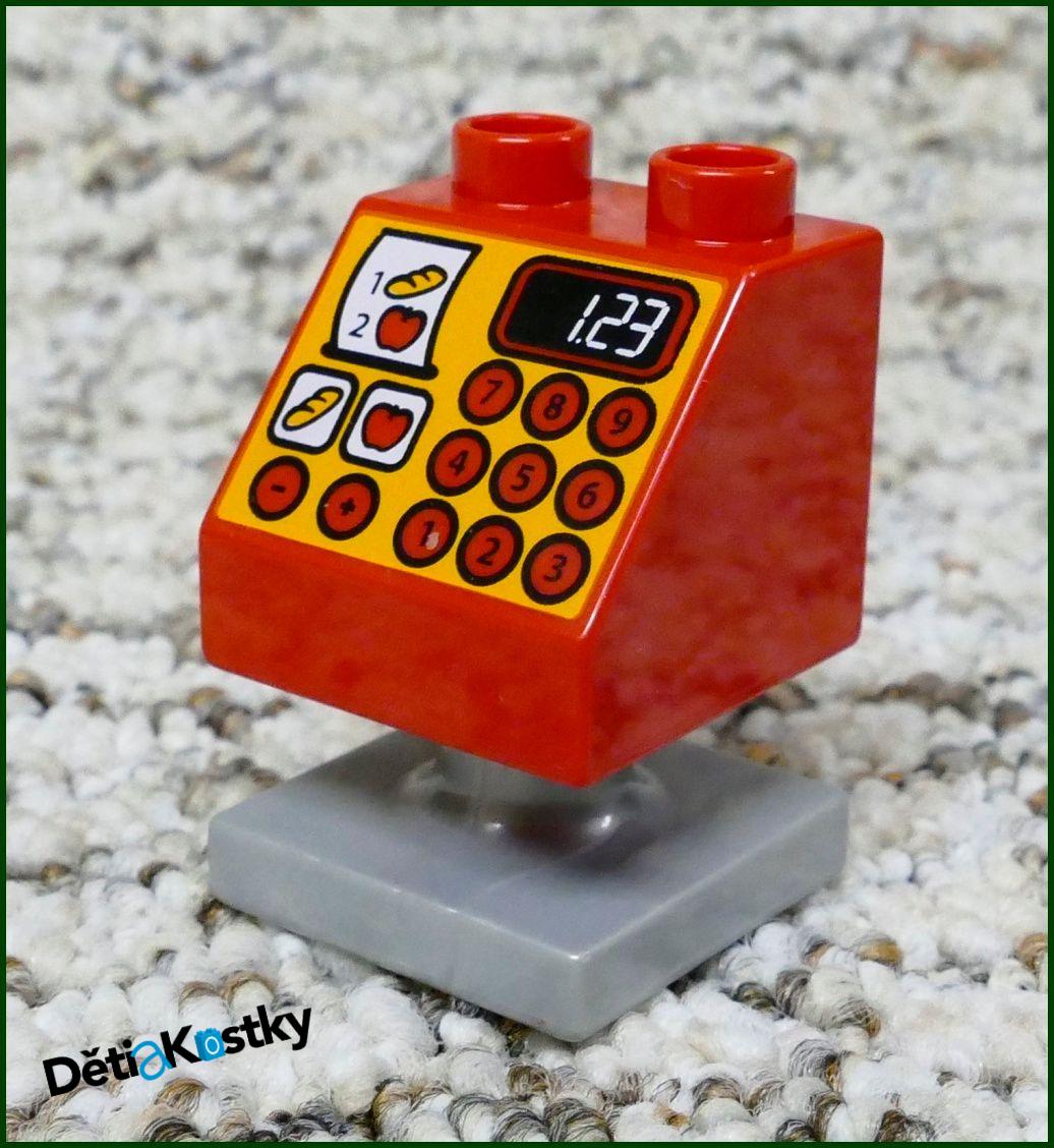 Lego® Duplo® Kostka 2x2 Červená Zkosená - Oranžová Pokladna s Ovocem