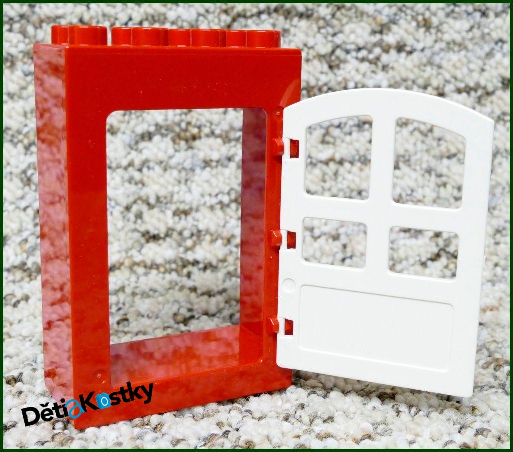 Lego® Duplo® Kostka s Dveřmi Červená Vysoká - Zaoblené Dveře