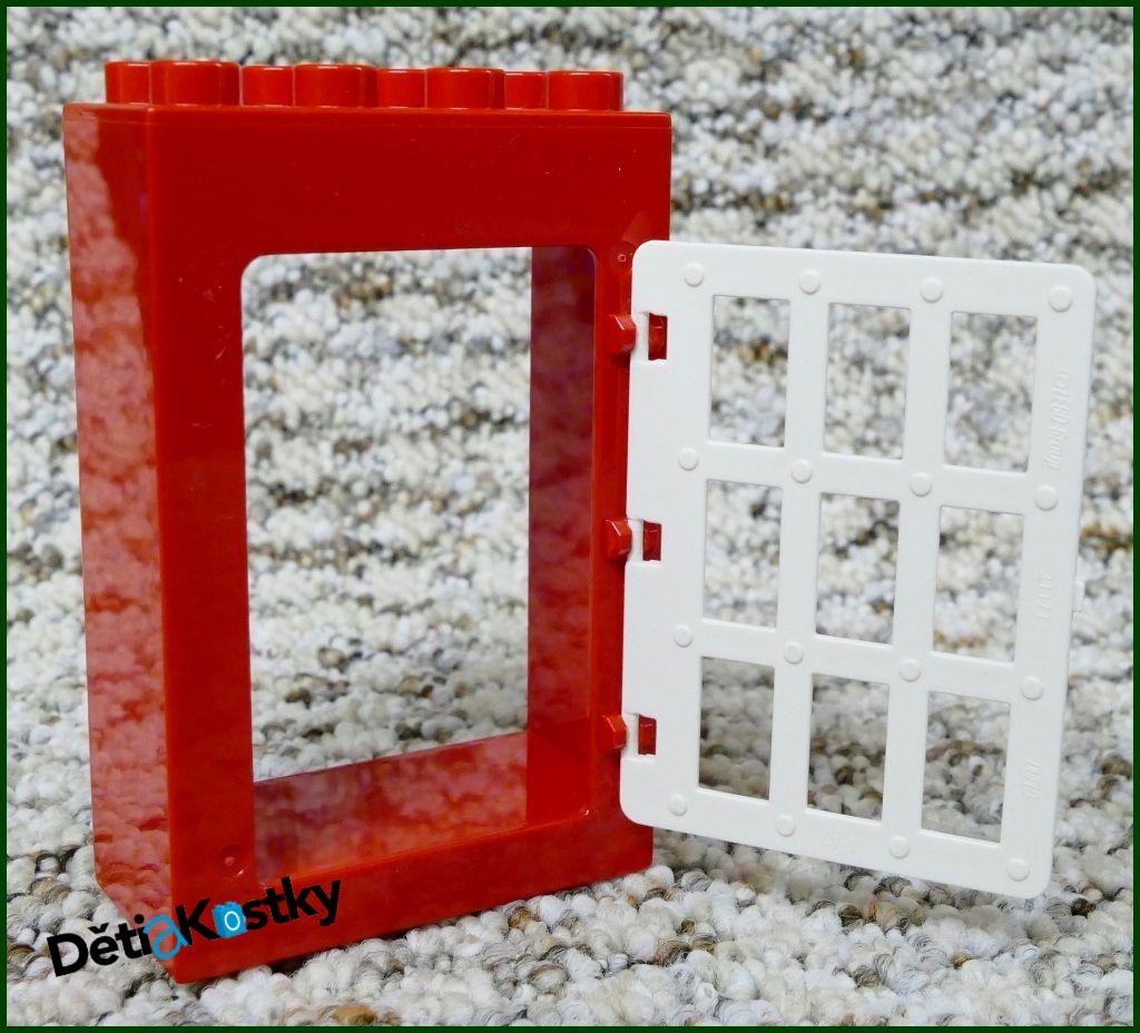 Lego® Duplo® Kostka s Mříží Červená Vysoká - Bílá Mříž
