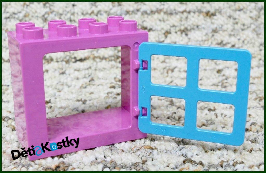 Lego® Duplo® Kostka s Oknem Růžová - Tyrkysová Okenice Hranatá