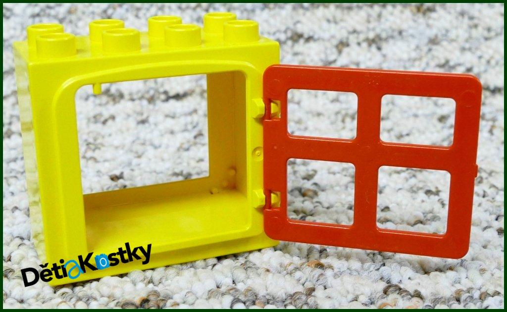 Lego® Duplo® Kostka s Oknem Žlutá - Červená Okenice Hranatá