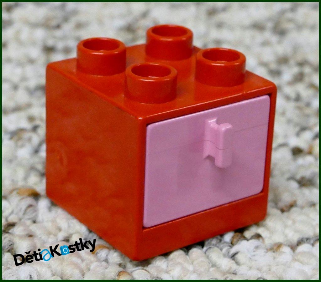 Lego® Duplo® Skříňka Malá Červená/Světle Růžový Šuplík