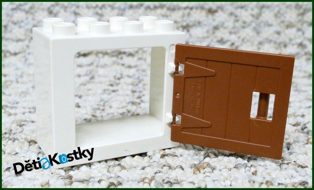 Lego® Duplo® Kostka s Hnědými Dveřmi Bílá