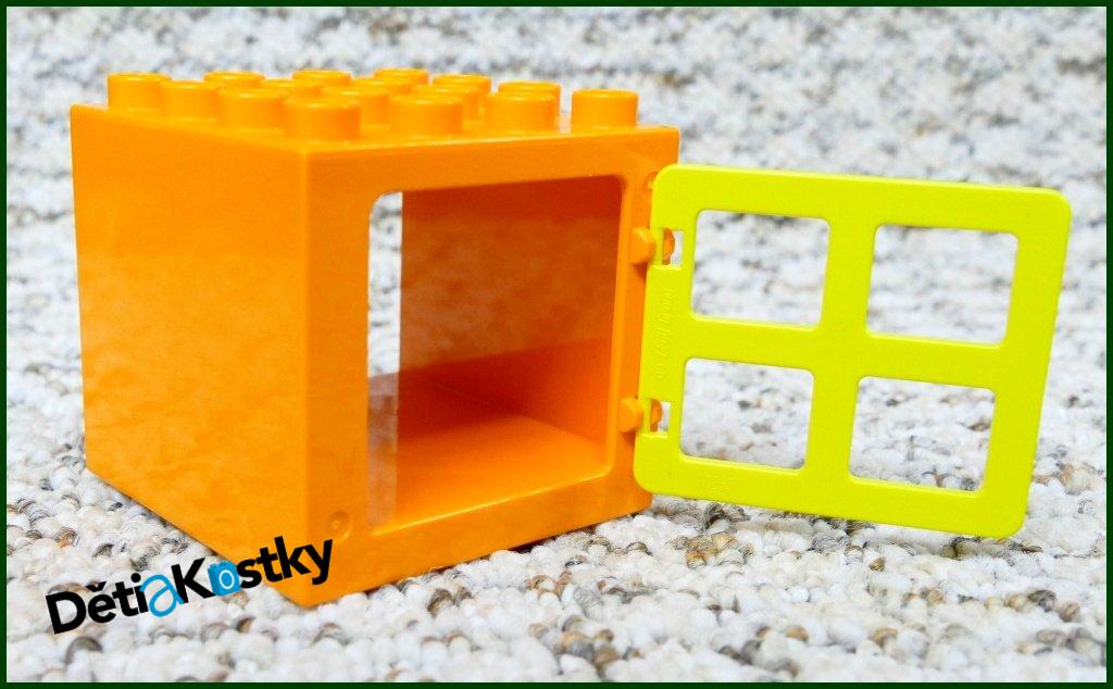 Lego® Duplo® Kostka s Oknem 4x4x4 Oranžová - Žluté Okno