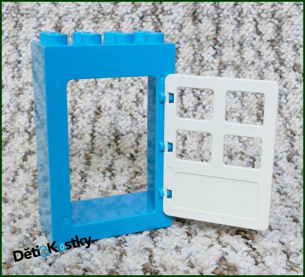 Lego® Duplo® Kostka s Dveřmi Tyrkysová Vysoká - Bílé Hranaté Dveře