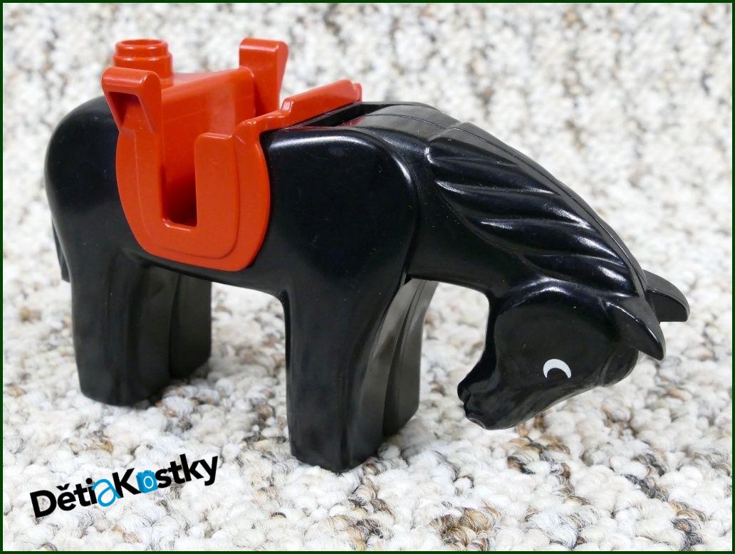 Lego® Duplo® Kůň Černý Starší Typ s Červeným Sedlem