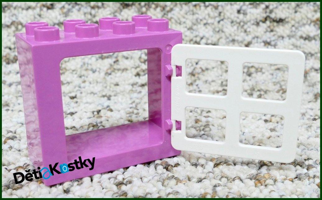 Lego® Duplo® Kostka s Oknem Růžová - Bílá Okenice Hranatá